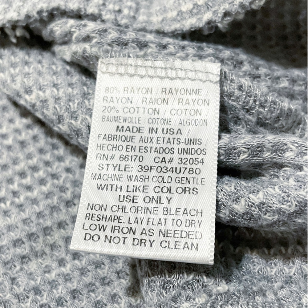 Free People Women’s M Top Gray Storyteller Waffle Knit Open Back Oversized - Picture 10 of 10